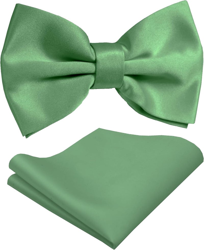 Trilece Bow Ties for Men - Mens Solid Color Formal Pre Tied Bowtie and Pocket Square Sets - Mens Bowties Bow Tie Sets - Image 1